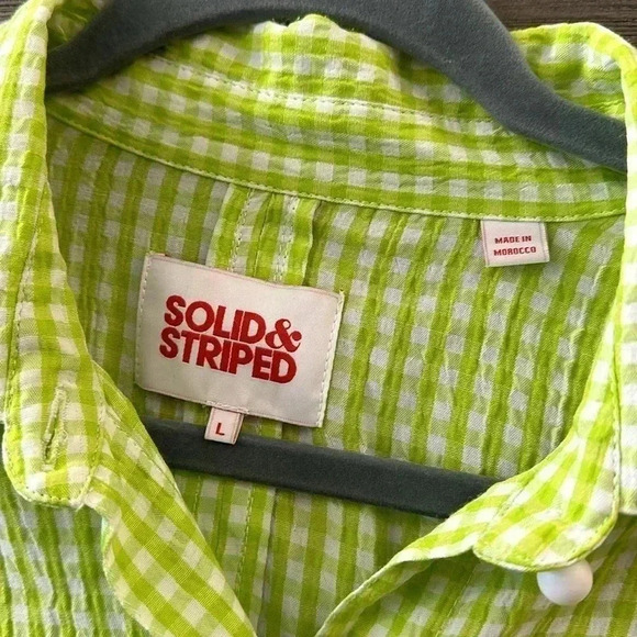 Solid & Striped green and cream gingham button down shirt Size Large - Picture 4 of 8